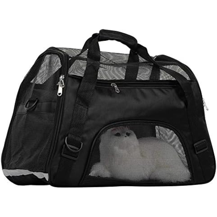Транспортна сумка для собак та котів, складна переноска, чорна (L)