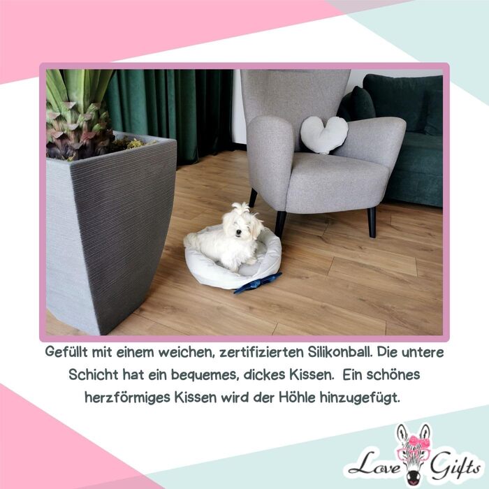 М'яке подушкове ліжко для собак Love Gifts® | Ортопедичне ліжко для собак середніх та маленьких порід | Сірий колір