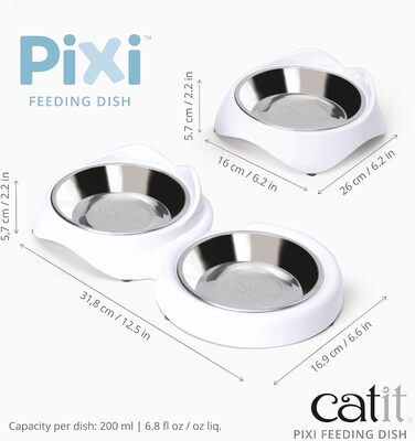Catit PIXI Двомісний миска для котячого корму, білий