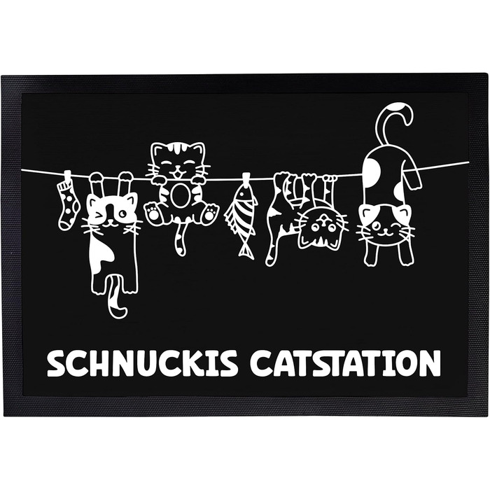 Підкладка для котів Napfunterlage з іменем, персоналізований подарунок для власників котів, чорна (Catstation 50x75 см)