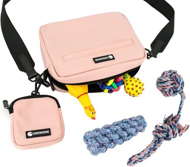 Сумка для ласощів для собак COOWONE: водонепроникна сумка для прогулянок з диспенсером для собачих екскрементів (Рожева)