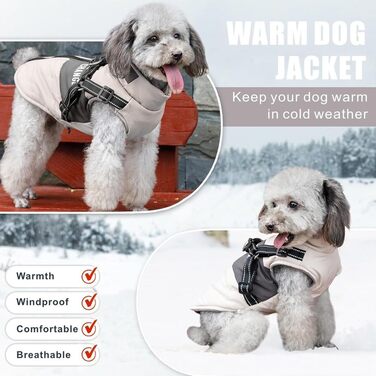 Водонепроникна куртка для собак з отвором для шлейки, тепла зимова куртка для собак, куртка для собак середнього розміру (L)