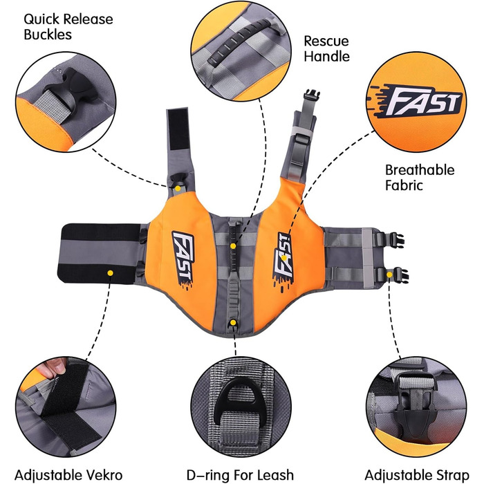 Світловідбиваюча жилет для плавання собак Kajile, зелений, M
