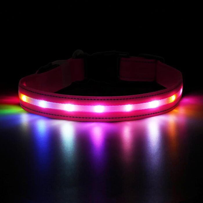 Світлодіодна нашийник для собак Feycig з USB-зарядкою, водонепроникний, регульований, 3 режими, для малих, середніх та великих собак (світлороже, S(28-40см))