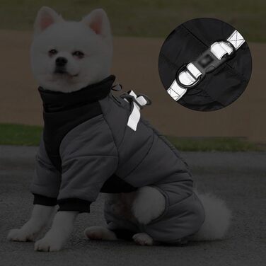 Зимовий теплий зимовий одяг для собак з D-початком, водонепроникний, флісова підкладка, для маленьких та середніх собак (Сірий, L)