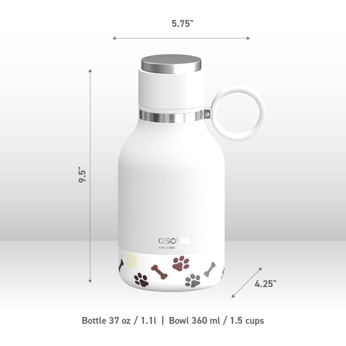 Ізотермічна пляшка для води для собак, біла, 0,975 л