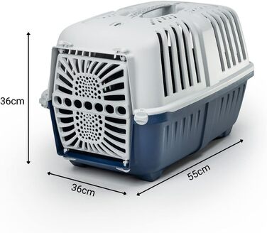 Транспортна переноска для собак Lionto, 55x36x36 см, сіра, з ручкою, для котів та тварин до 15 кг