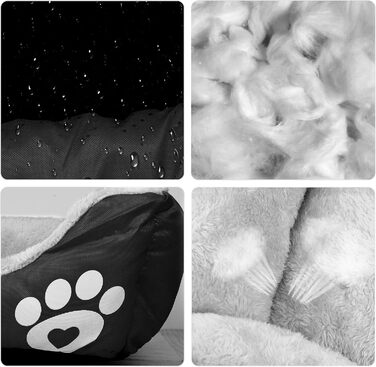 Ліжко для собак Lucky 70см, чорне: м'яке, затишне, для середніх собак, підходить для прання