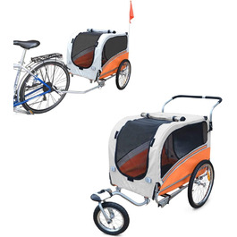 Причіп для собак PapilioShop Argo - великий, для собак S-M-L, зелений/помаранчевий