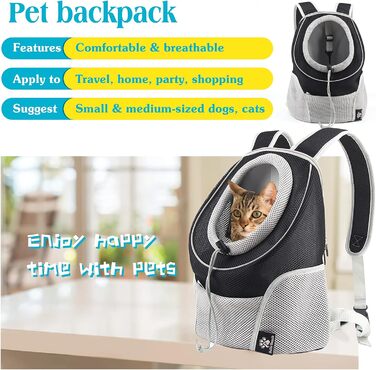 Рюкзак для собак та котів PETCUTE: зручна переноска з висувною головою та знімним килимком, чорний