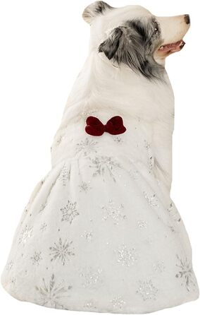 Біле собаче плаття FLAdorepet для великих собак, дівчаток, святкове (Великдень, Новий рік), теплий зимовий костюм, 7XL (Обхват грудей 90 см, Вага 29-36 кг)