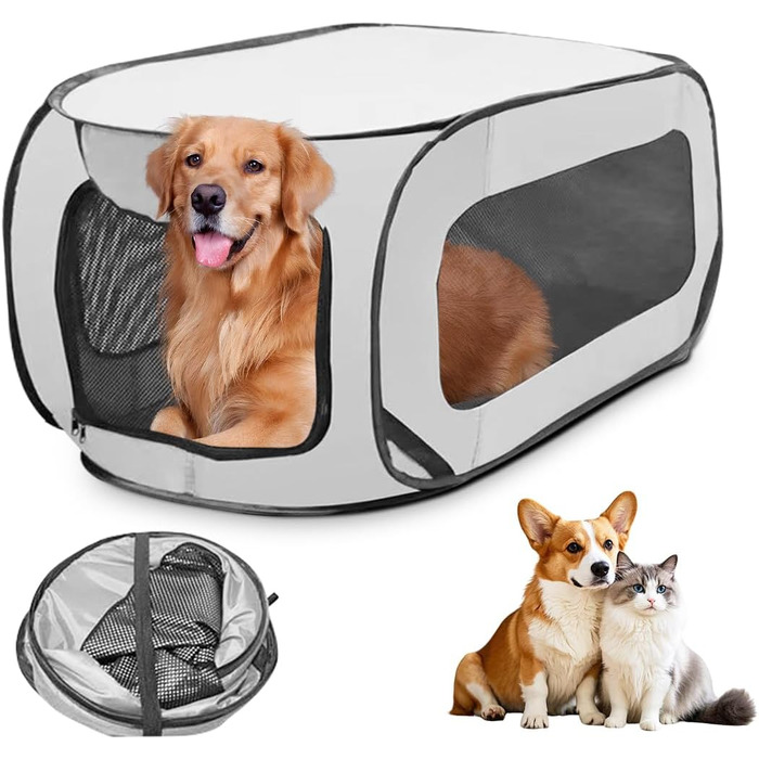 Переносний вольєр для собак та котів у машину, складаний вольєр для тварин, дихаюча сітка для дому, вулиці, кемпінгу, подорожей, вольєр для тварин