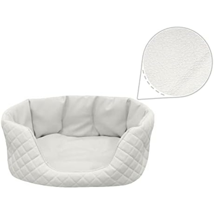 Ліжко для собак Juelle з штучної шкіри, велике, з м'яким лежаком, диван Queen S-XL (120x90 см, білий)