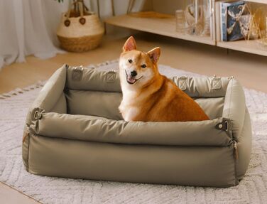 Автомобільне ліжко для собак FUNNYFUZZY: водовідштовхувальне, з кишенею та поводок, сіре (95 x 41,9 x 45 см)