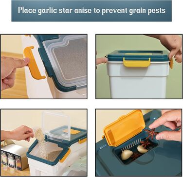 Контейнер для зберігання корму для собак AnRui, 13,6 кг, блакитний, з герметичним кришкою, для корму котів, зерна, мюслі, круп, борошна, органайзер