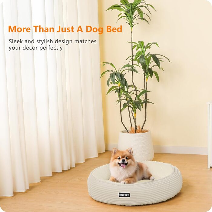 Кругле ліжко для собак та котів, м'яке, зручне, Ø 60 см, бежеве. Розмір: 60x60x18 см. Зручне, миється, знімний чохол, антиковзаюча основа.