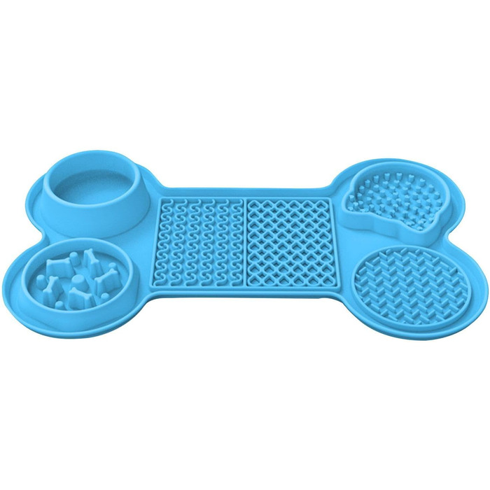 Килимок для годування кошенят та цуценят з 5 присосками, здорове харчування, різні дизайни (блакитний)