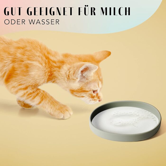 Миска для котів [Nala Collection] - широка миска для корму | Силіконова миска для котів | Миска для котячого корму sage green