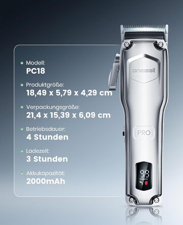 Машинка для стрижки собак з довгим та густим хутром Oneisall Profi Leise: професійна модель з нержавіючою сталею, для собак, котів та коней, час роботи до 4 годин
