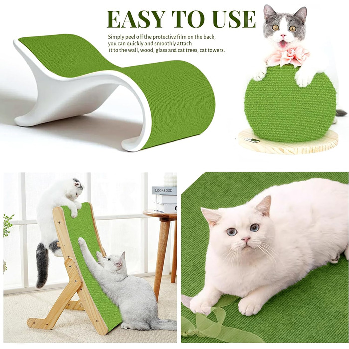 Килимок для дряпання котів, килимок для стіни, 200x40 см, зелений