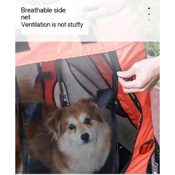 PRUJOY Причіп для собак 2-в-1 з трьома колесами, великий велосипедний причіп для собак, дитяча коляска та джогер з амортизаторами, стабільний (Червоний)