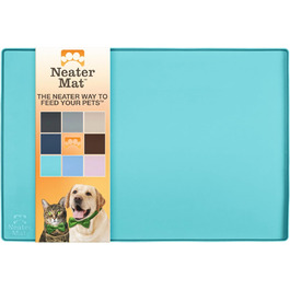 Силіконова підстилка для мисок собак і котів Neater Pet Brands, водонепроникна, аквамарин, 61×40,6 см — килимок для захисту підлоги від води і корму
