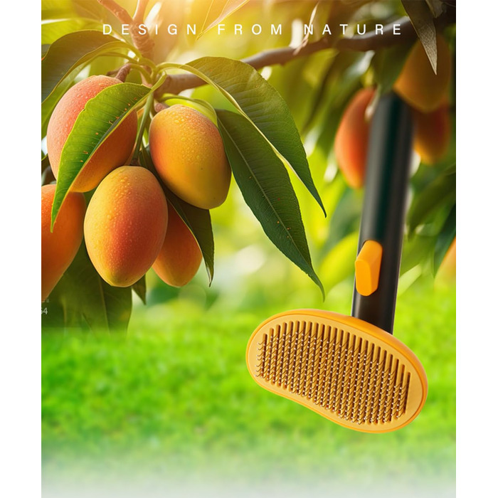 Щітка для собак та котів Mango, самоочисна, форма манго, зелена