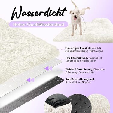 Захисний лежак для собак на диван, плюшевий коврик для собак малого та середнього розміру, водонепроникний, знімний чохол, ковдра-чохол для собачого дивана, колір: (кремовий, M - 102x85x12 см)