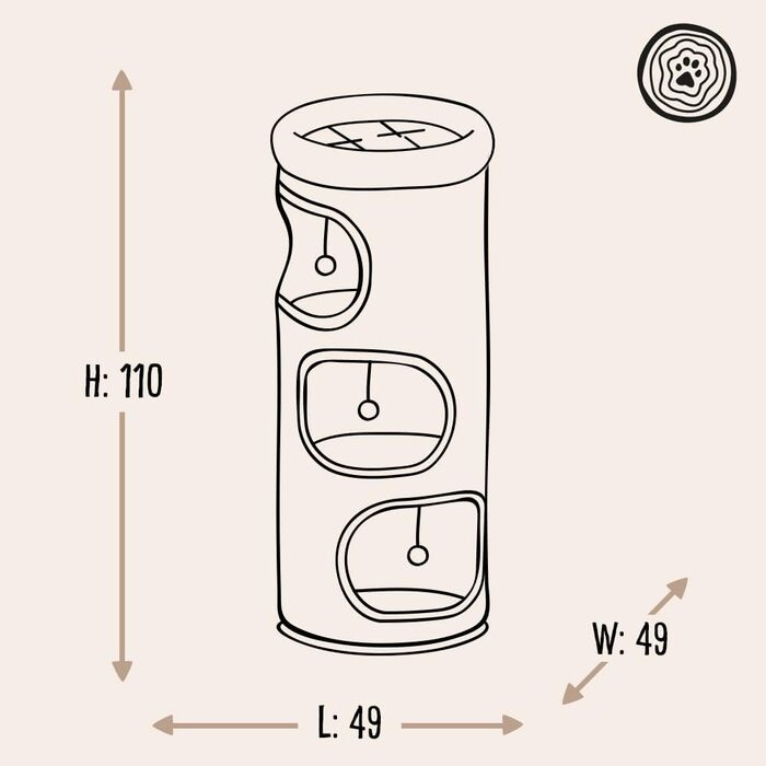 Кігтеточка-стійка Primrose Natural Paradise | З міцним сизалевим килимком | Кремовий | H 110 x Ø 49 см (XXL)
