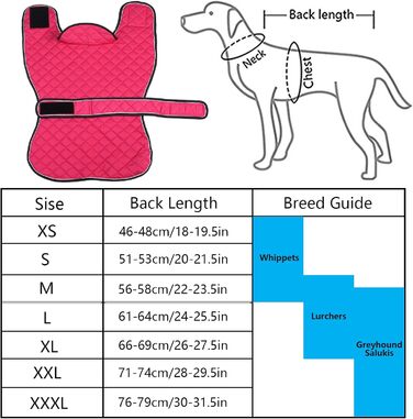Водонепроникний теплий зимовий одяг для собак породи Віндгаунд, Уіппет, Лурчер. Зимова куртка для собак з флісовою підкладкою, регульована, для середніх та великих порід, темно-синій, розмір S (L(спина: 61-64 см))