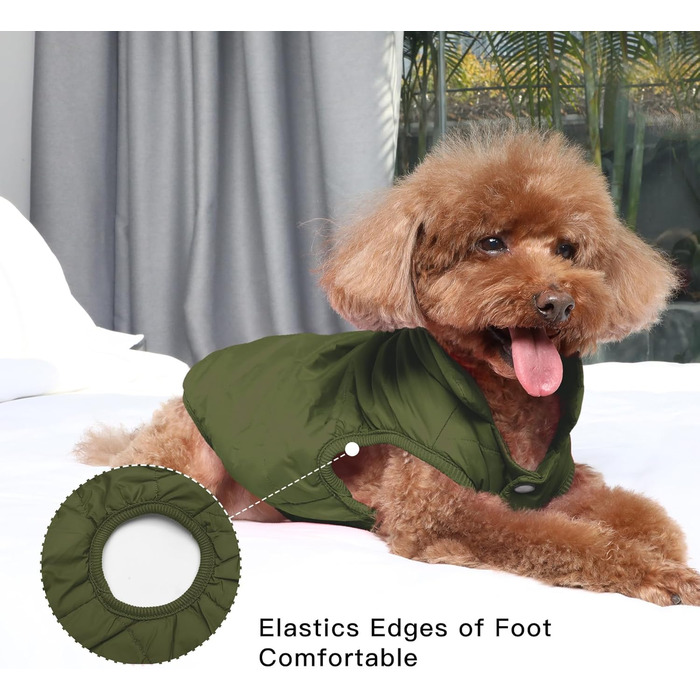 Тепла куртка для собак JoyDaog з флісовою підкладкою, 2 шари, для зими та холодної погоди, м'яка, вітронепроникна, розмір S, зелена