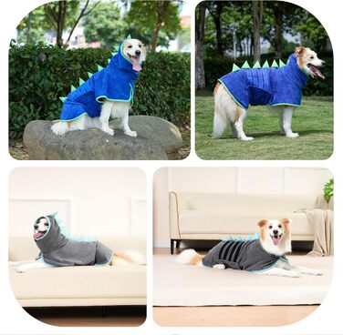 Рушник для собак з мікрофібри, швидковисихаючий, регульований, надпоглинутий, для середніх та великих собак, легко одягається (Сіро-зелений, XXL)