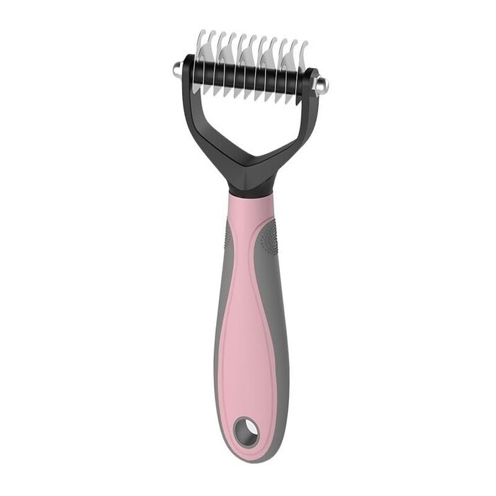 Гребінець для видалення шерсті собак та котів, щітка для розплутування шерсті, видалення ковтунів (рожевий)