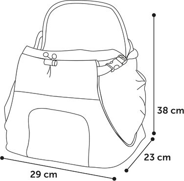 Сумка для собак Bauchtrage Sybil, 29x23x38 см, поліестер, блакитна – з підсилювачем спини, світловідбивачами, знімним дном та страховою пов'язкою