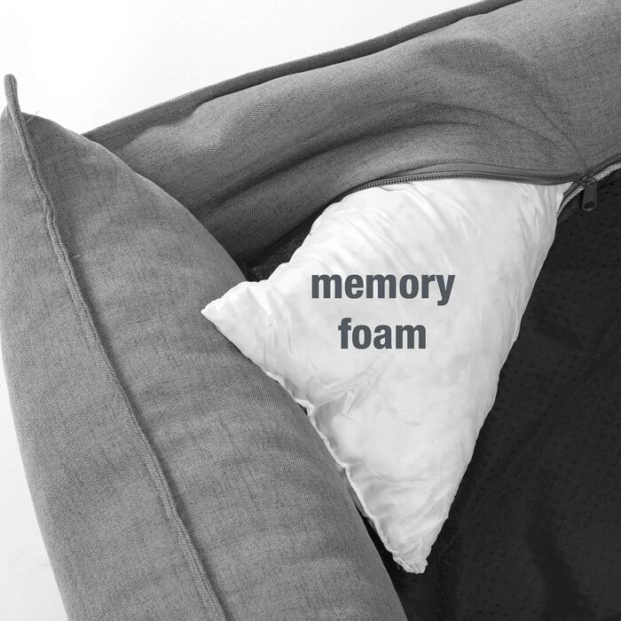 JAMAXX Преміум лежанка для собак з ортопедичним матрацом Memory Visco, знімний чохол, лежанка-кошик для собак S-XL (65x50 см, сірий)