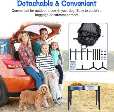 Підставка для корму для собак, регульована по висоті, металева, Quadrangle