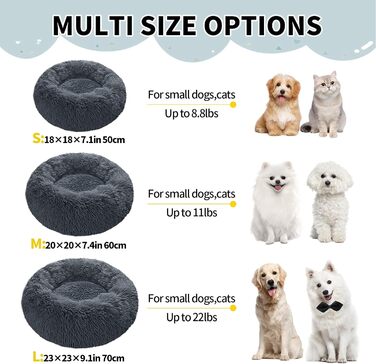 М'яке ліжко для собак та котів, зручне та тепле, з антистресовим ефектом, для маленьких та середніх порід (60 см, темно-сірий)