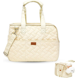 LCUHAVA Сумка-переноска для собак маленьких порід, до 5 кг, 41 x 30 x 18 см, складана, дихаюча, з ременем безпеки, для собак, кроликів, котів