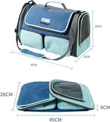 Складана переносна переносна коробка для собак та котів 45x28x28 см сірого кольору