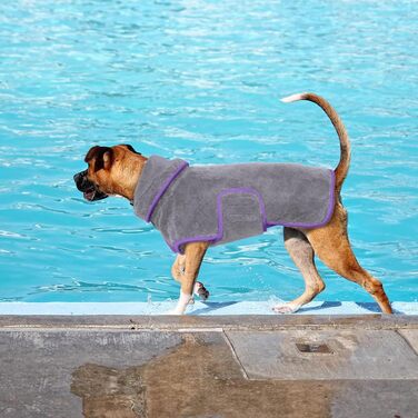 Рушник для собак, халат для собак маленьких, середніх та великих порід, швидковисихаючий рушник з мікрофібри, халат для собак з клямками та регульованими стяжками (XS, сірий)