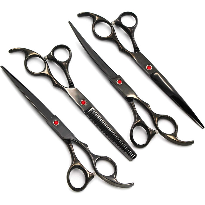 Набір професійних ножиць для грумінгу собак 6CR Edelstahl, комплект для догляду за тваринами: прямі, тонкі та вигнуті ножиці, гребінець для собак та котів