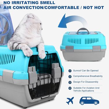 Транспортна переноска для собак та котів PETCUTE, з ручкою, складна, до 6 кг (блакитний+сірий)