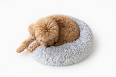 М'яке ліжко для собак та котів Donut, кругле, світло-сіре, Ø 40 см, з плюшу, миється, не слизьке