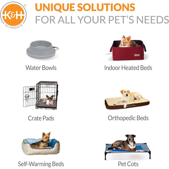 Підвищене собаче ліжко K&H Pet Products для вулиці, дитяче ліжко, гамак для великих собак, сірий/чорний, з металевим каркасом, складна конструкція