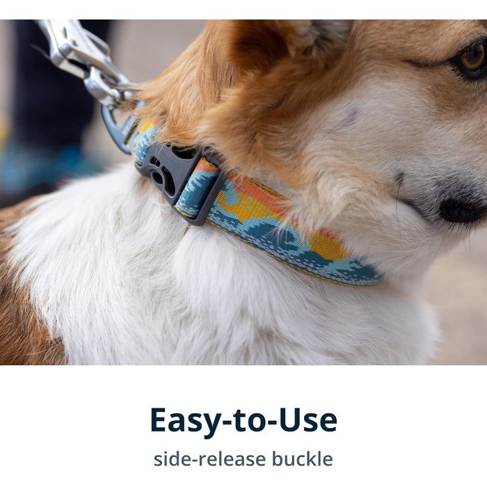 Нашийник для собак RUFFWEAR Crag, середній, з алюмінієвим кільцем V-Ring, регульований, 36-51 см, колір Midnight Wave