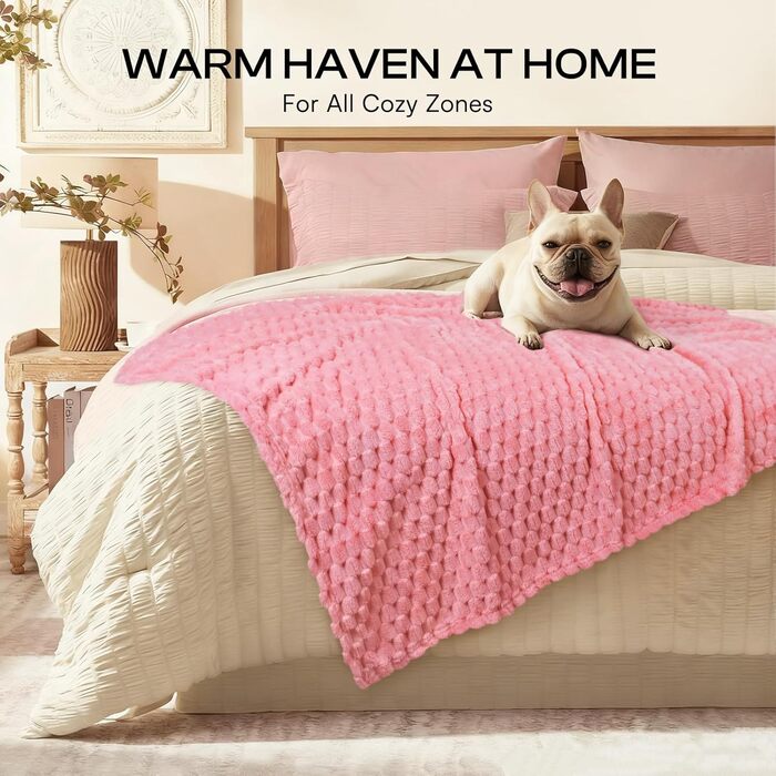 М'яка ковдра для собак та котів Luciphia, 3 шт. у наборі, фланель, 52x76 см, рожева