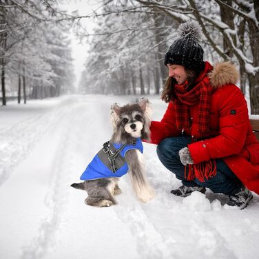 Зимова куртка для собак, дихаюча та водонепроникна - шлейка для собак з світловідбиваючими смугами - теплий одяг для собак малих та середніх порід та цуценят S, темно-синій