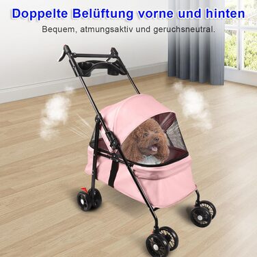 Візок для тварин Homewell: легкий, зручний, до 20 кг (рожевий)