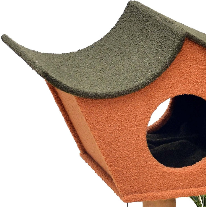 Котячий будиночок та кігтеточка Fudajo з декором у вигляді лап, 154 см: будиночок, стійка, іграшки для котів