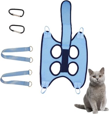Набір для догляду за кігтями собак та котів – тример для кігтів, безпечна мотузка, дихаюча трикота, нашийник з безпечним ремінцем (блакитний, S)